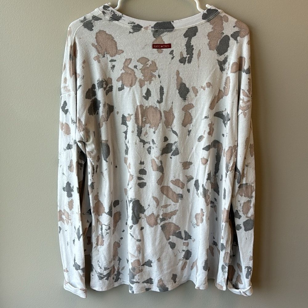 Hard Tail pullover tunic cream tie dye XS brown and grey vneck - Picture 7 of 7